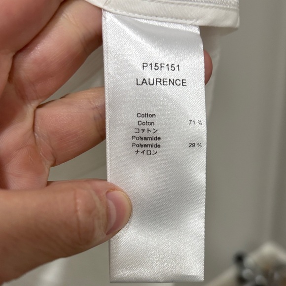 Anne Fontaine White stripe Top w/ bow sleeve detail side zip sz 40 US sz 6-8 - Picture 4 of 7